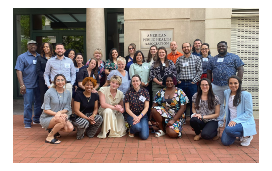 Group photo of the HCCC grantees and the Challenge team outside of APHA offices