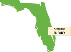 Map of Florida showing Deerfield FLIPAN
